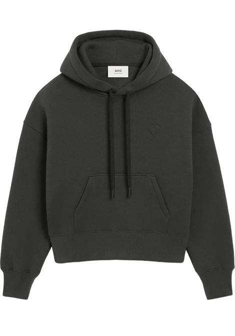 embrossed hoodie man grey AMI PARIS | USW756.749020